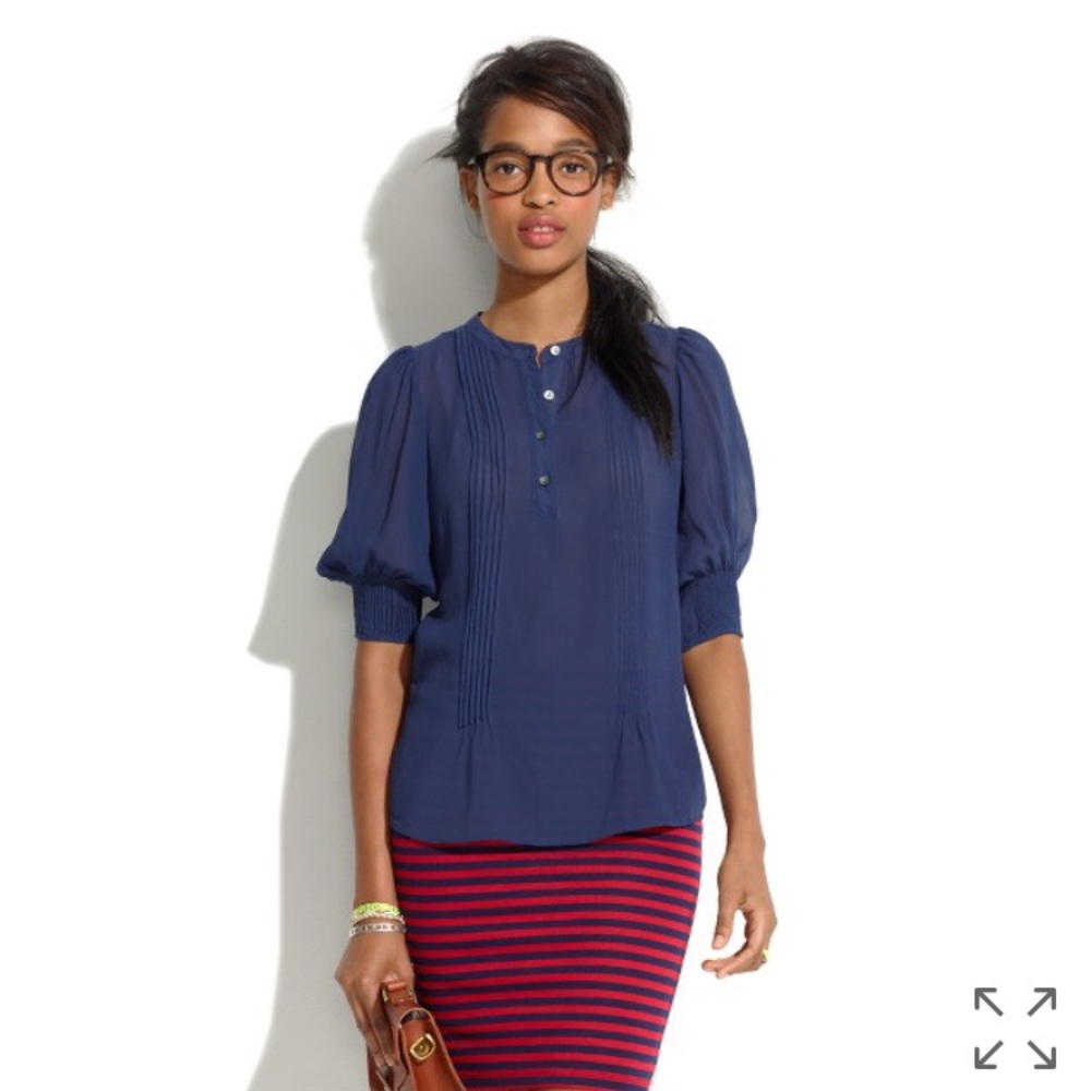 Madewell Silk Pintuck Popover - NWT